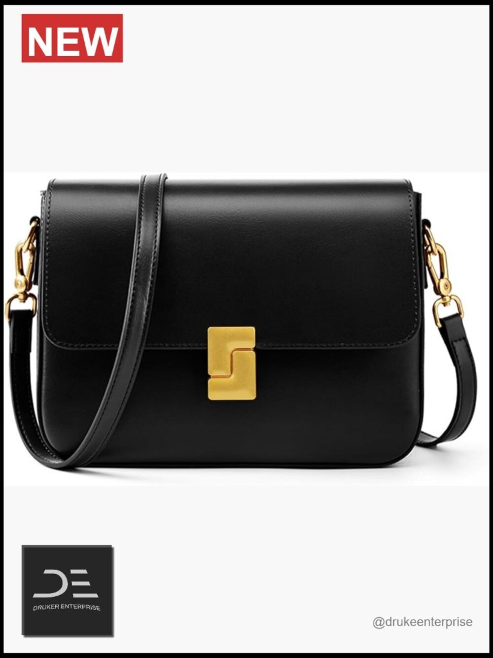 Genuine Leather Crossbody Satchel with Adjustable Strap
